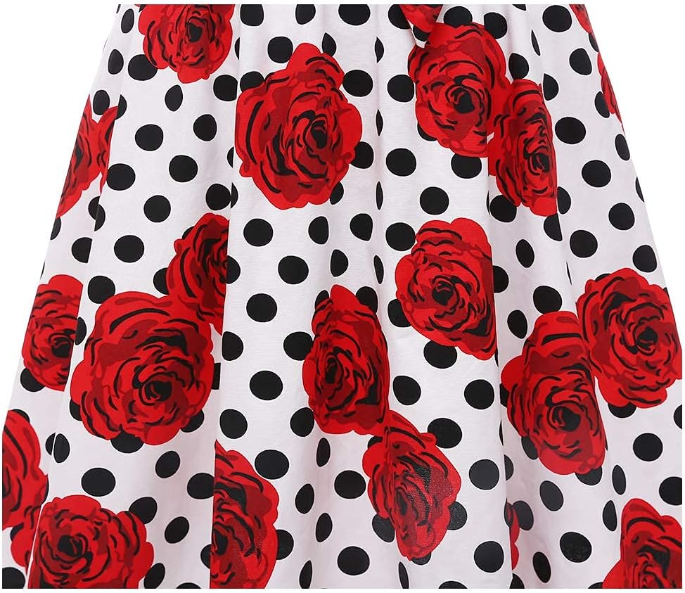 Topdress Women'sVintage Polka Audrey Dress 1950s Halter Retro Cocktail Dress