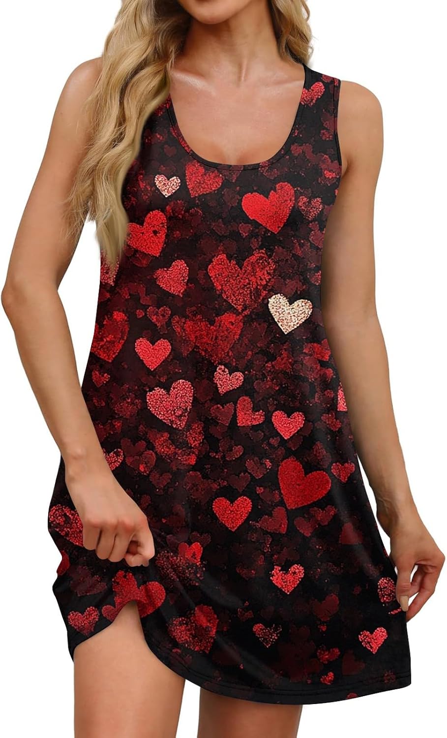 Women's Casual Sundress with Pockets Summer Boho Beach Dress,Holiday Hresses for Woment-Shirts Dress U Neck Loose Tank
