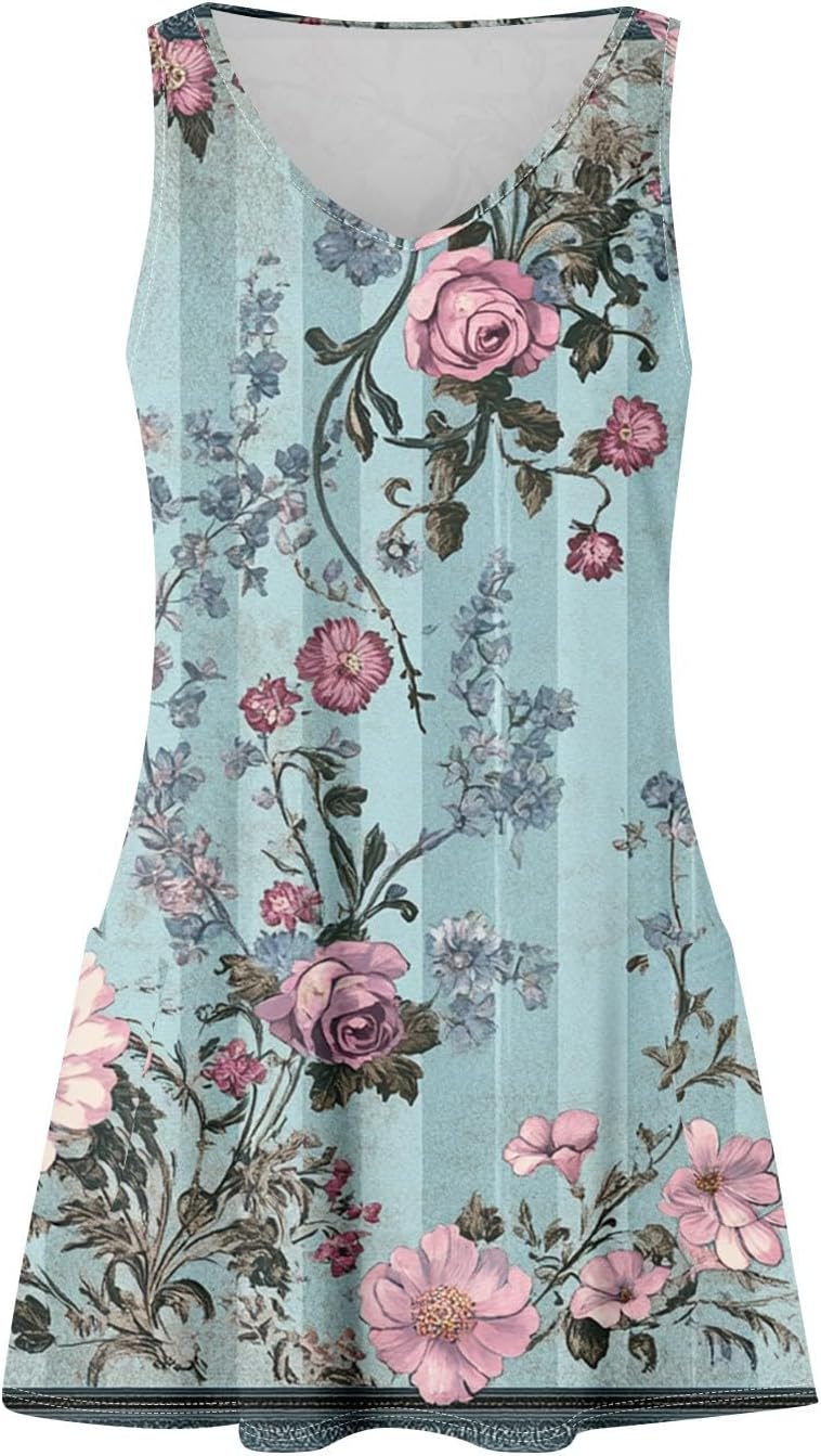 NBXNZWF Women Summer Casual Dress 2025 Casual Loose Sleeveless V-Neck Sundresses A Line Tshirt Beach Dresses with Pockets