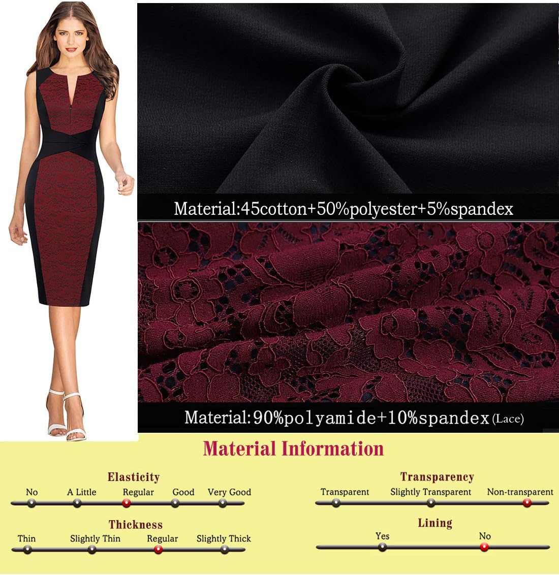 VFSHOW Womens Elegant Slim Front Zipper up Work Business Office Party Sheath Dress