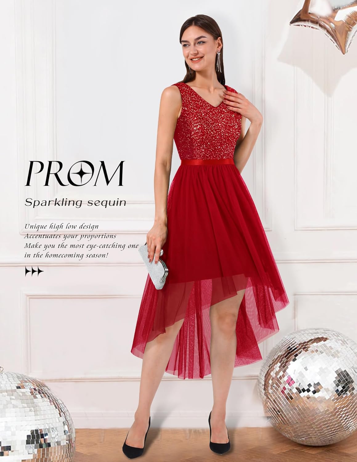 BeryLove Cocktail Prom Dresses 2025 Formal Wedding Guest Dresses Sleeveless Lace High Low Homecoming Dress