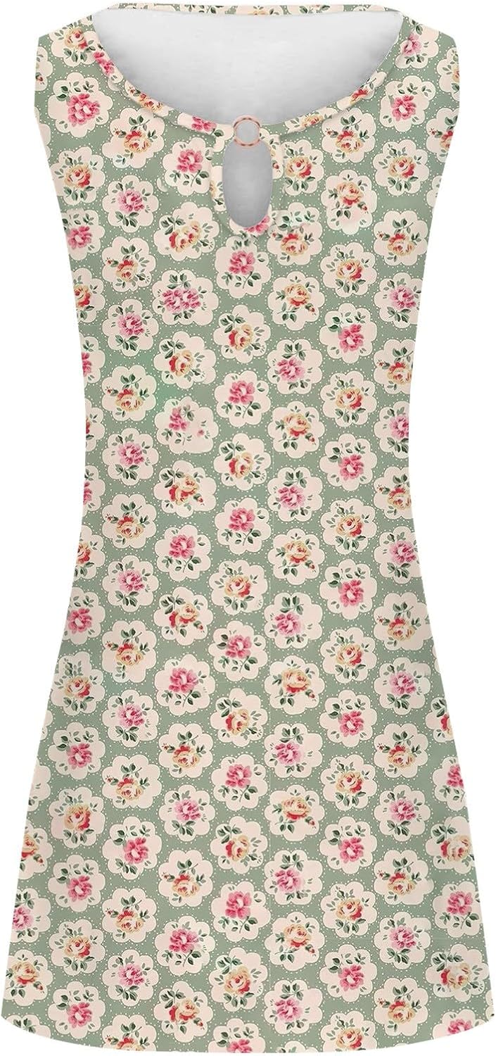 Summer Dresses for Women 2025 Vacation Beach Casual Vintage Midi Sundresses Sexy Sleeveless V Neck Boho Tank Dress