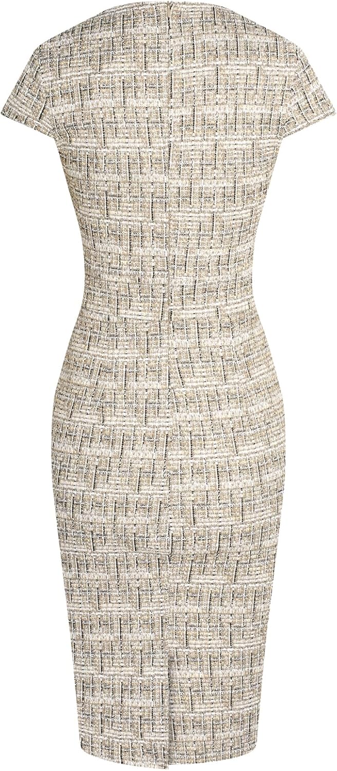 GRACE KARIN Women's Gorgeous Pencil Dress Cap Sleeve Tweed Pencil Dress for Work