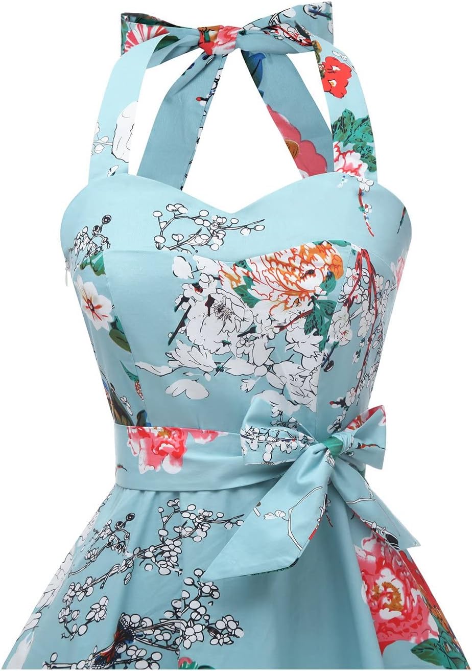 Topdress Women'sVintage Polka Audrey Dress 1950s Halter Retro Cocktail Dress
