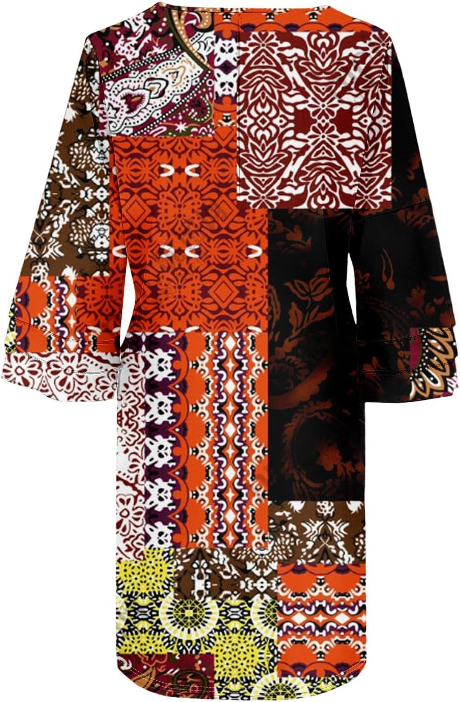 Beach Dresses for Women,2025 Summer Trendy Floral Print Boho Dress,Casual Loose V Neck Bell 3/4 Sleeve Mini Dress