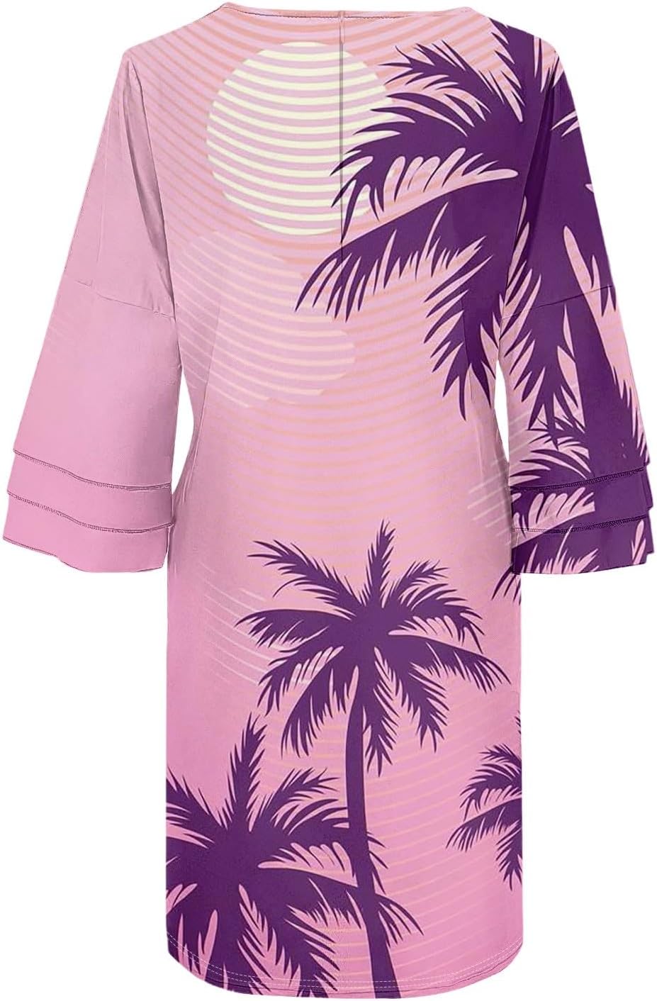 Beach Dresses for Women,2025 Summer Trendy Floral Print Boho Dress,Casual Loose V Neck Bell 3/4 Sleeve Mini Dress