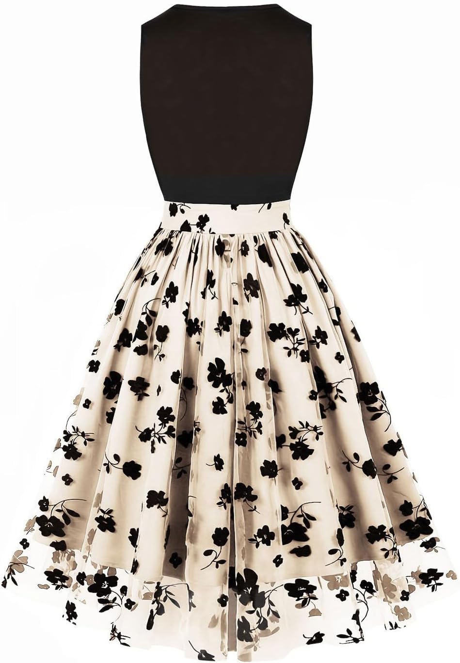 HGps8w Vintage Cocktail Dress for Women, Elegant Butterfly Embroidered Lace V Neck Sleeveless A-Line Party Swing Dresses