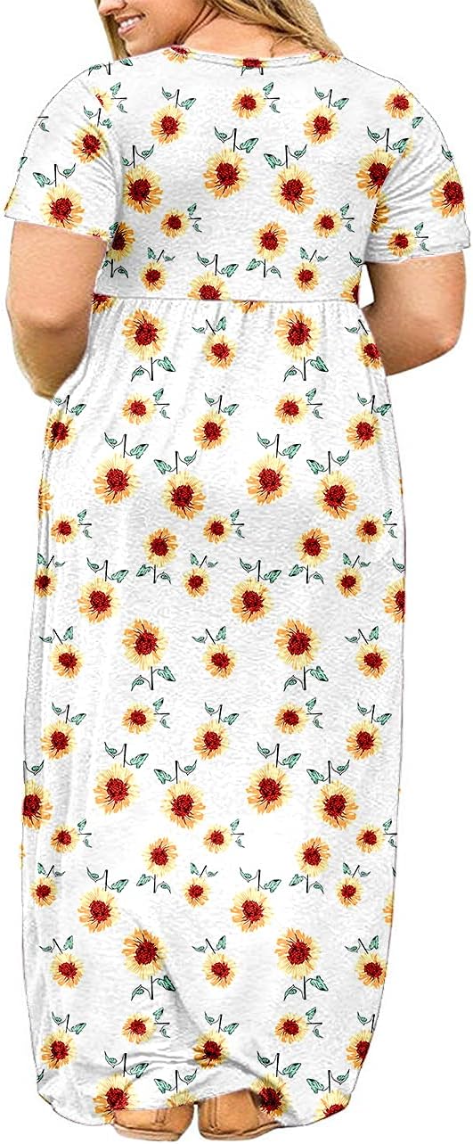 KARALIN Women’s Plus Size Maxi Dresses for Curvy Women Summer Casual Short Sleeve 2025 Long Dress 14W-26W