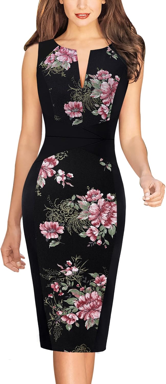 VFSHOW Womens Elegant Slim Front Zipper up Work Business Office Party Sheath Dress