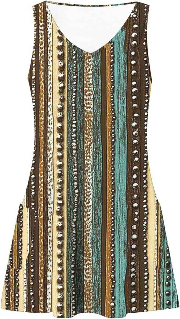 Womens 2025 Spring Summer Dresses Casual Floral Print V-Neck Tank Dress Curve Hem Pleated A-Line Sundresses