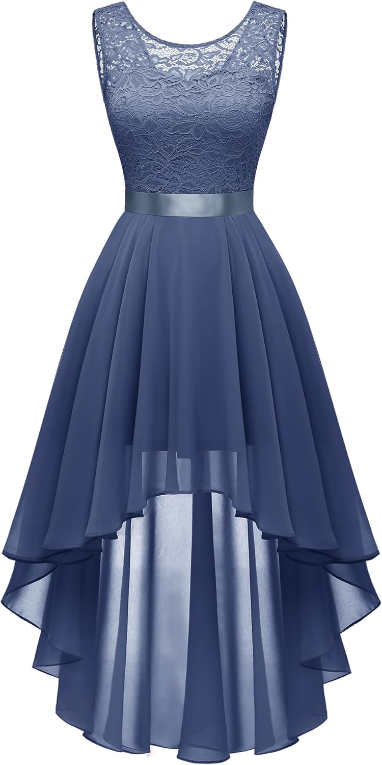 BeryLove Cocktail Prom Dresses 2025 Formal Wedding Guest Dresses Sleeveless Lace High Low Homecoming Dress