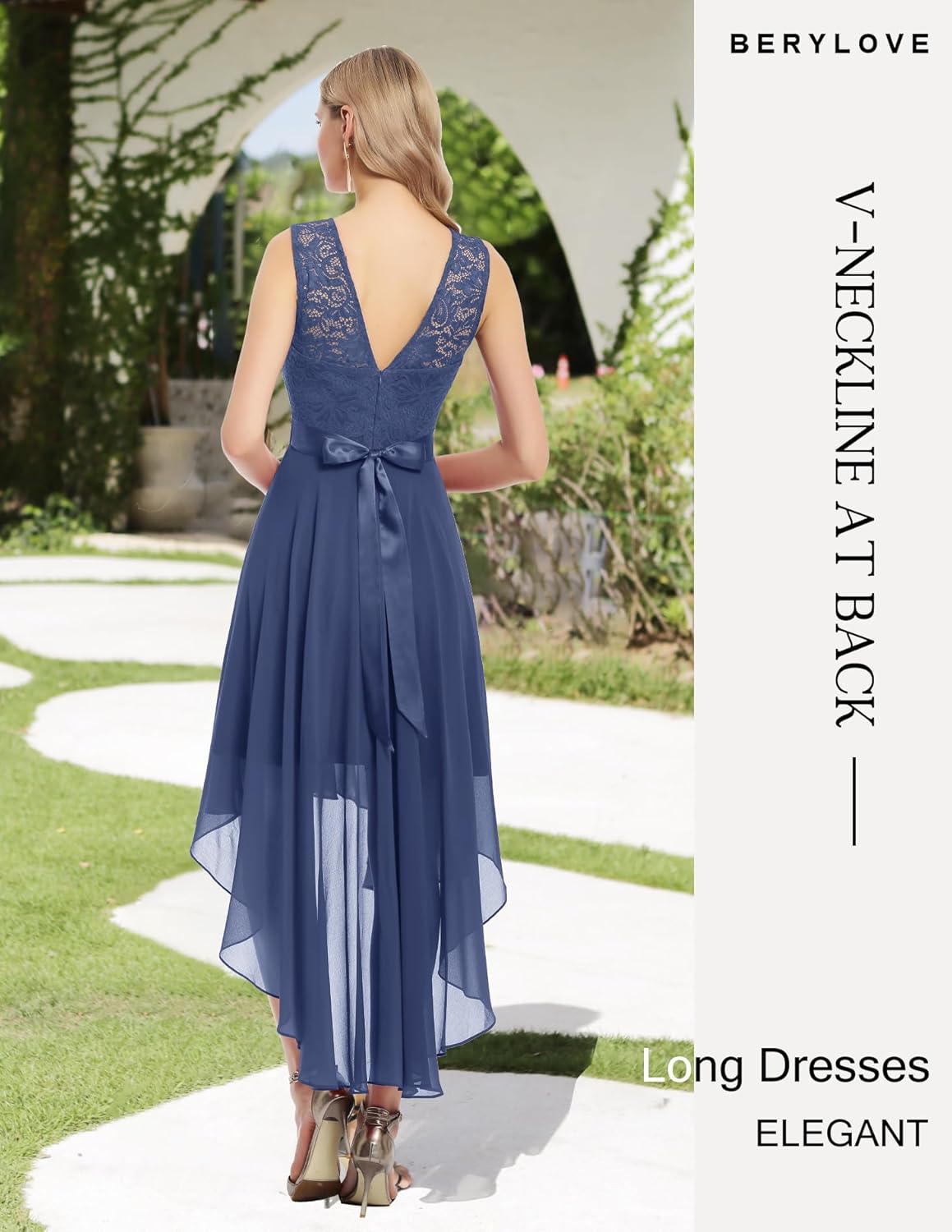 BeryLove Cocktail Prom Dresses 2025 Formal Wedding Guest Dresses Sleeveless Lace High Low Homecoming Dress