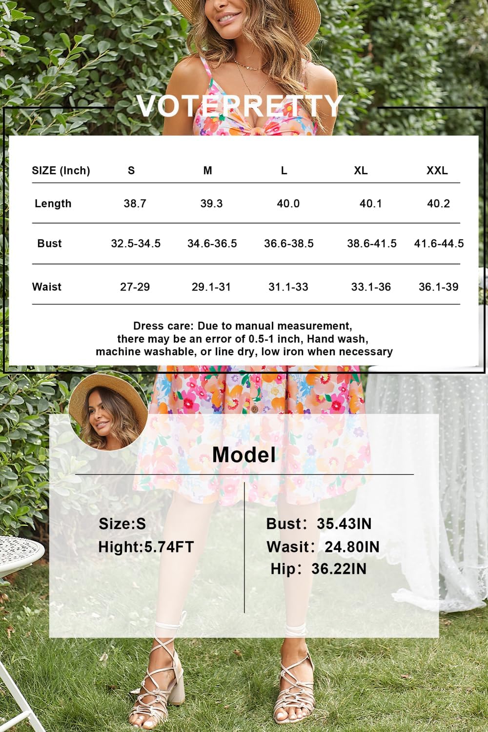 VOTEPRETTY Women's Summer Dresses Spring Sundresses Beach Clothes Outfit Vacation 2024 V Neck Casual Tropical Resort Hawaiian