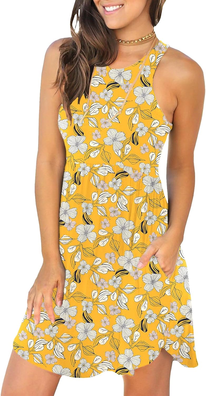 HiMONE Vacation Dresses for Women 2025 Summer Dress Women's Casual Sundresses Casual Beach Petite Sun Dress XS-2XL