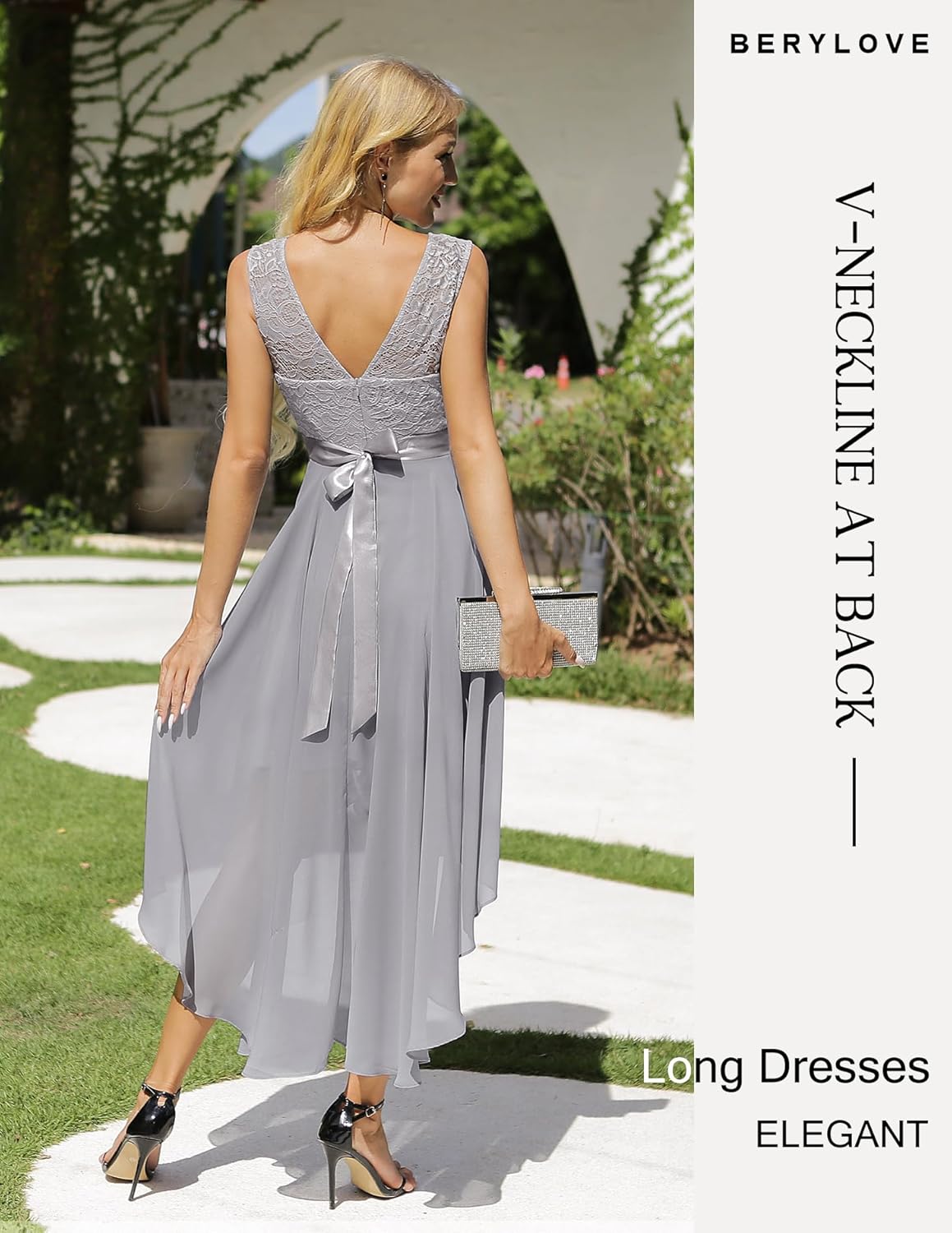 BeryLove Cocktail Prom Dresses 2025 Formal Wedding Guest Dresses Sleeveless Lace High Low Homecoming Dress
