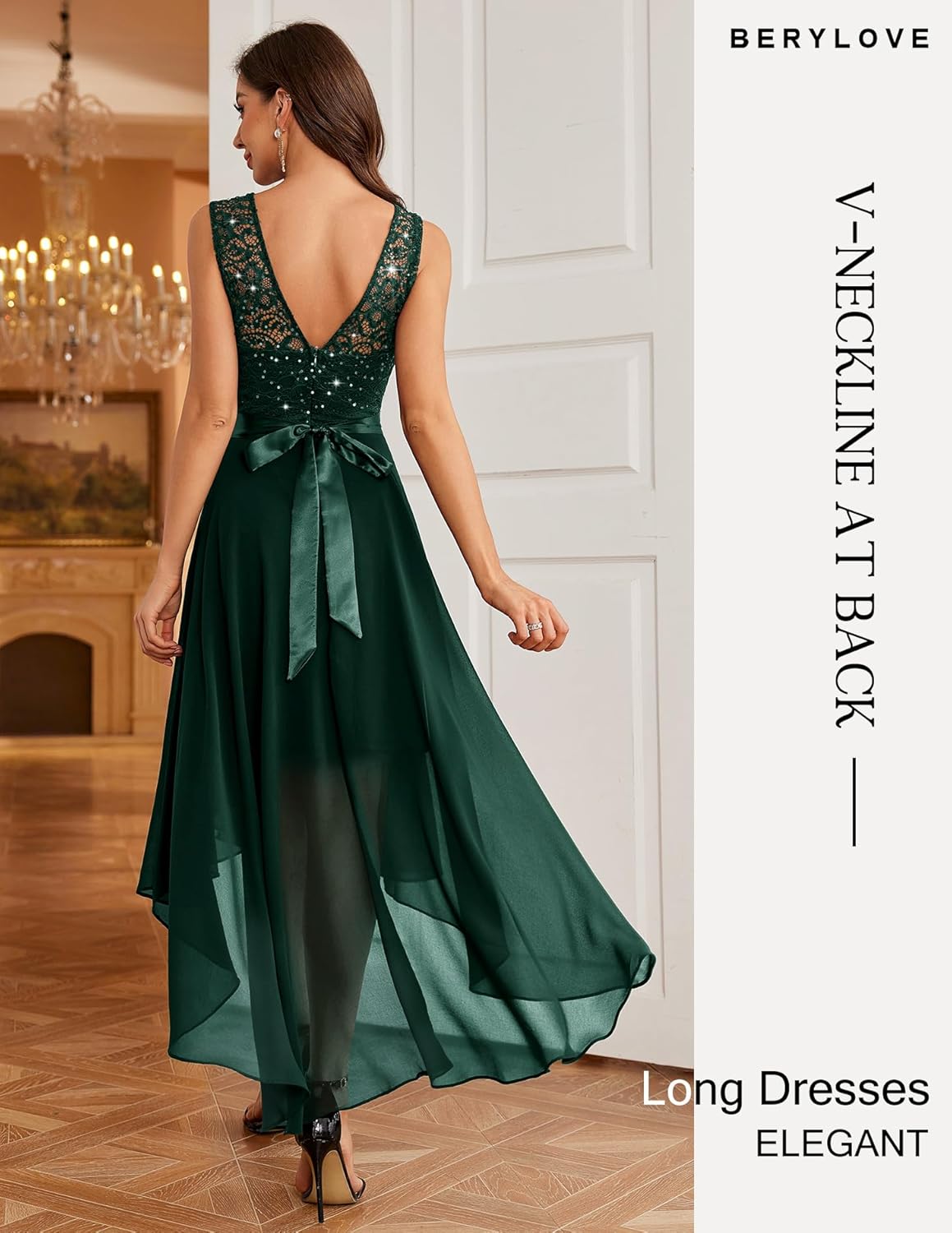 BeryLove Cocktail Prom Dresses 2025 Formal Wedding Guest Dresses Sleeveless Lace High Low Homecoming Dress