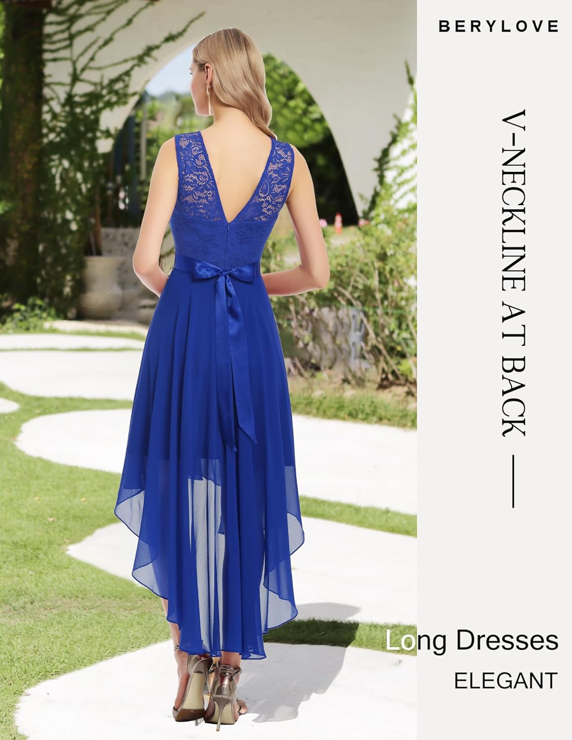 BeryLove Cocktail Prom Dresses 2025 Formal Wedding Guest Dresses Sleeveless Lace High Low Homecoming Dress