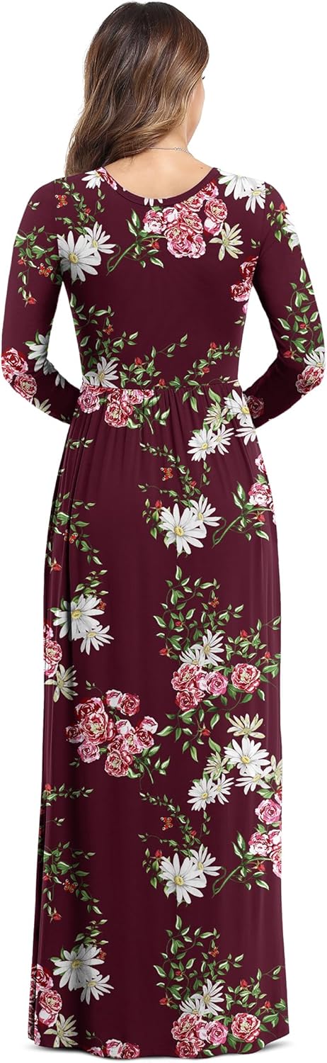 VIISHOW Women's Long Sleeve Loose Plain Maxi Dresses Casual Long Dresses with Pockets