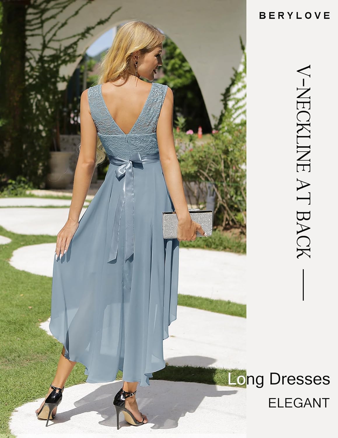BeryLove Cocktail Prom Dresses 2025 Formal Wedding Guest Dresses Sleeveless Lace High Low Homecoming Dress