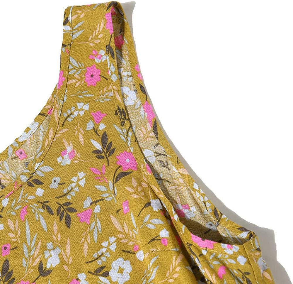 Ceboyel Women Boho Floral Maxi Dresses Flowy Tank Dress Sleeveless Smocked Sundresses Trendy Casual Beach Long Sun Dress