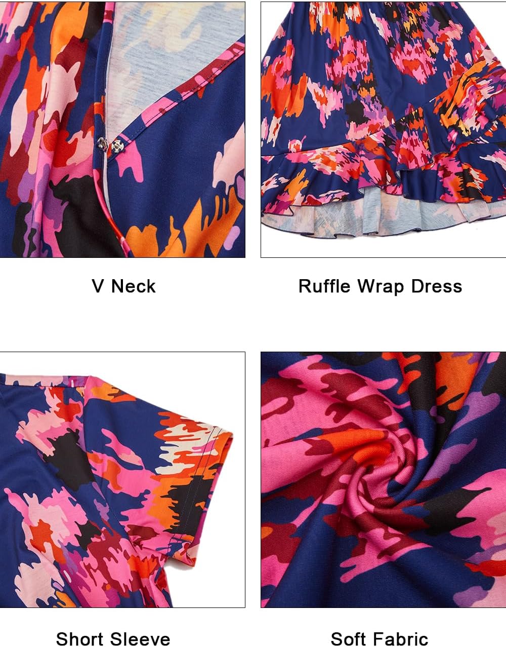 ULTRANICE Womens Summer Dresses Floral V Neck Ruffled Hem Spaghetti Spring Casual Beach Outfits Flowy Wrap Sun Dress
