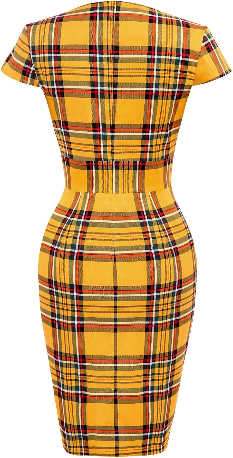Grace Karin Womens 50s 60s Vintage Pencil Dress Bodycon Cap Sleeve Dress