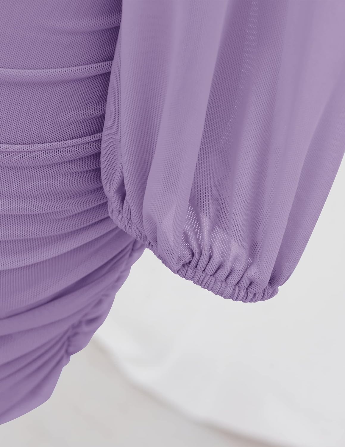 ZESICA Women's Sexy V Neck Ruched Bodycon Mini Dress Puff Long Sleeve Cocktail Wedding Party Short Dresses