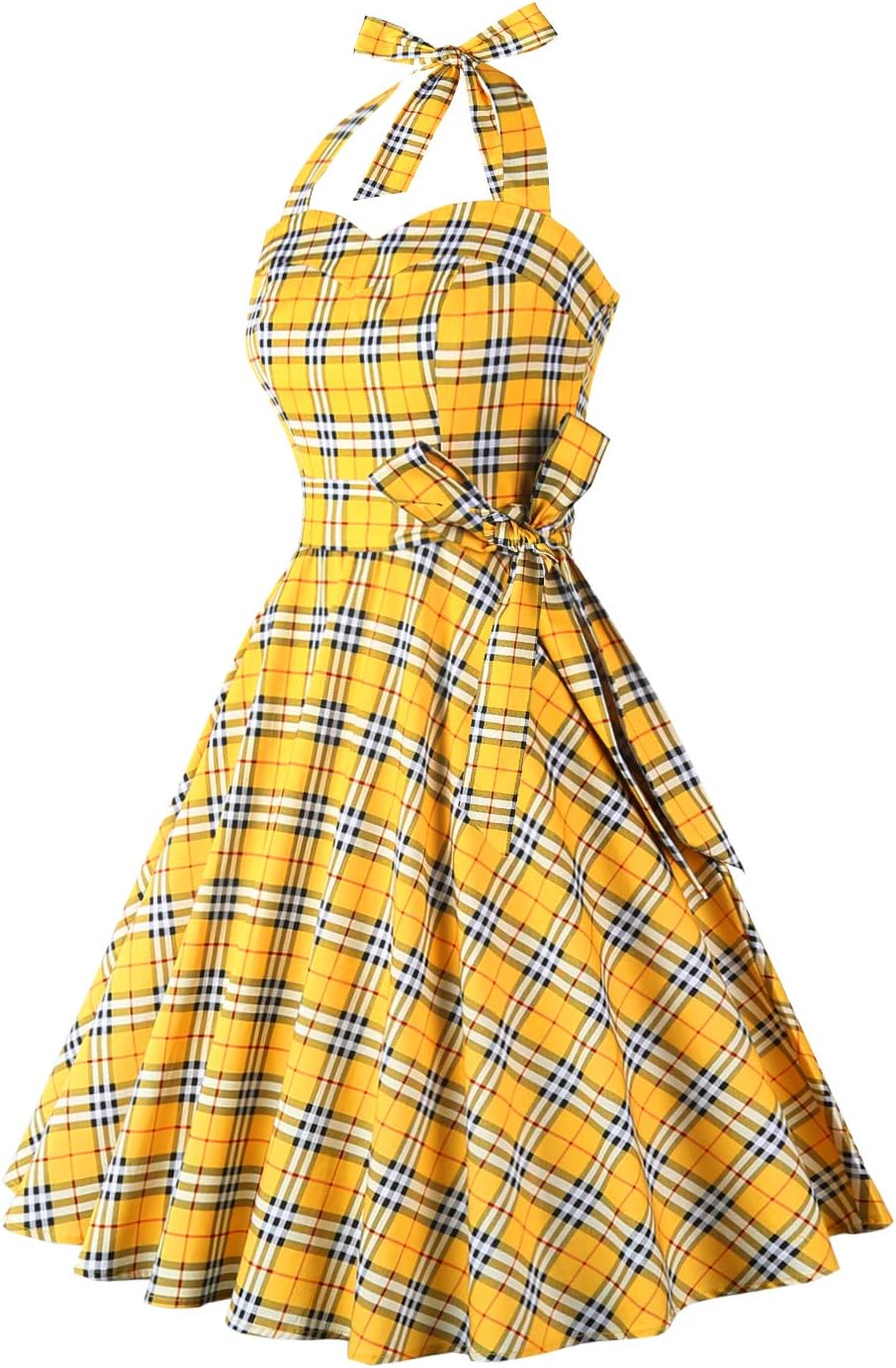 Topdress Women'sVintage Polka Audrey Dress 1950s Halter Retro Cocktail Dress