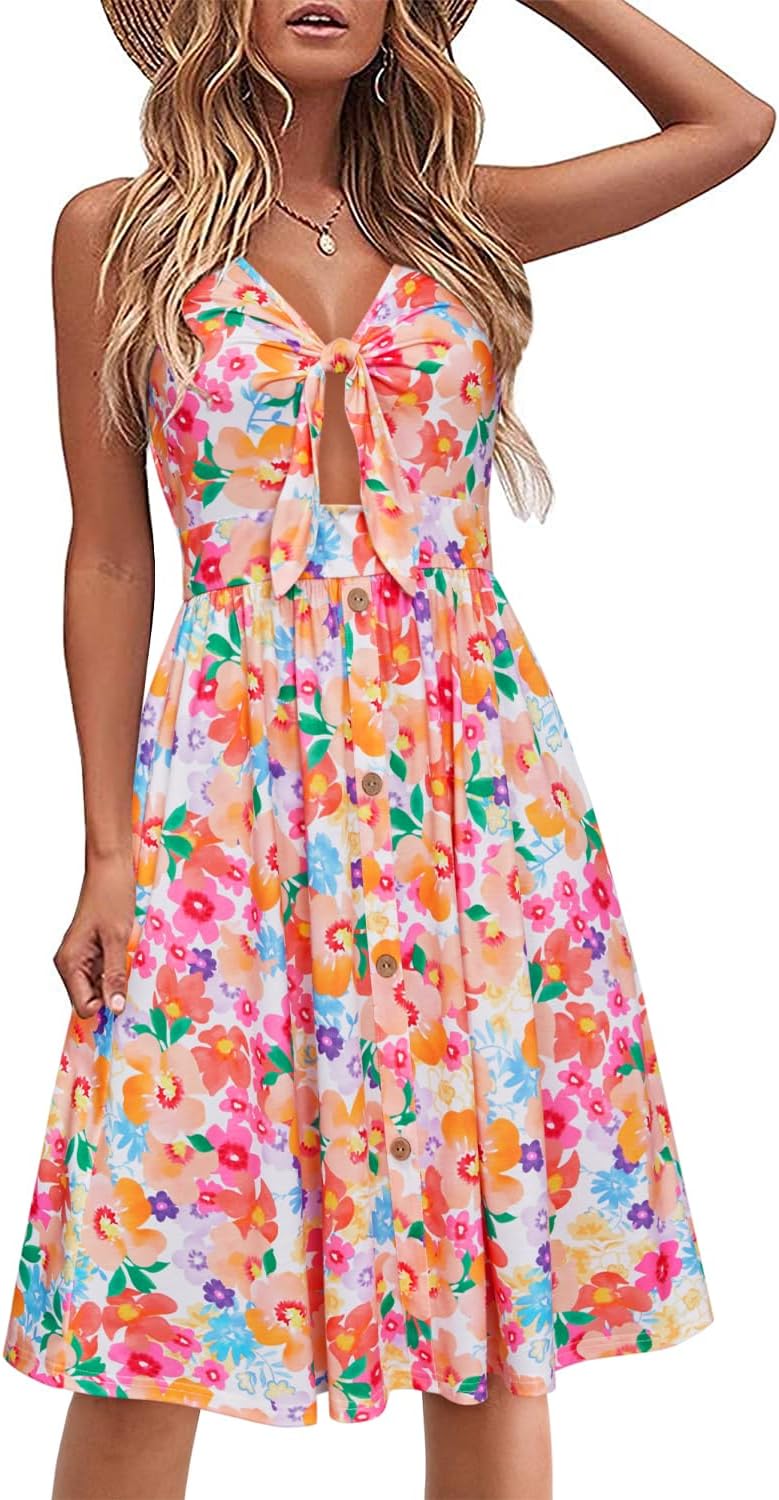 VOTEPRETTY Women's Summer Dresses Spring Sundresses Beach Clothes Outfit Vacation 2024 V Neck Casual Tropical Resort Hawaiian