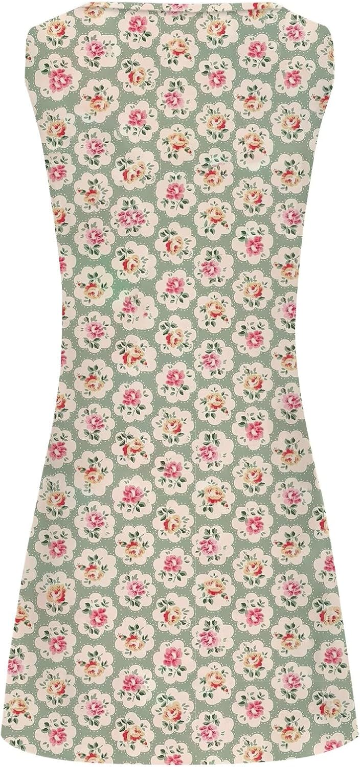 Summer Dresses for Women 2025 Vacation Beach Casual Vintage Midi Sundresses Sexy Sleeveless V Neck Boho Tank Dress