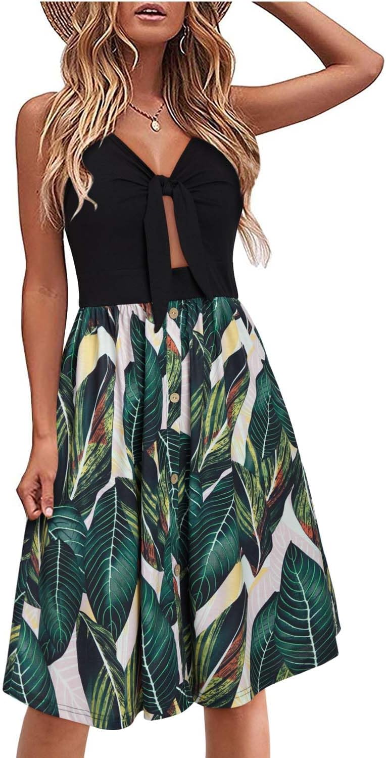 VOTEPRETTY Women's Summer Dresses Spring Sundresses Beach Clothes Outfit Vacation 2024 V Neck Casual Tropical Resort Hawaiian