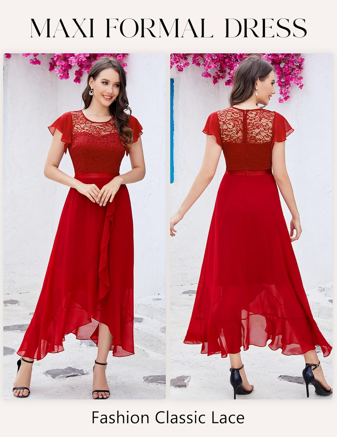 BeryLove Formal Dresses for Women 2025 Wedding Guest with Slit Cocktail Elegant Lace Long Prom Dress