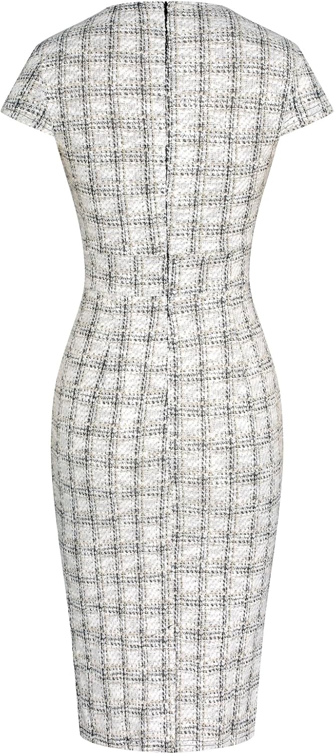 GRACE KARIN Women's Gorgeous Pencil Dress Cap Sleeve Tweed Pencil Dress for Work