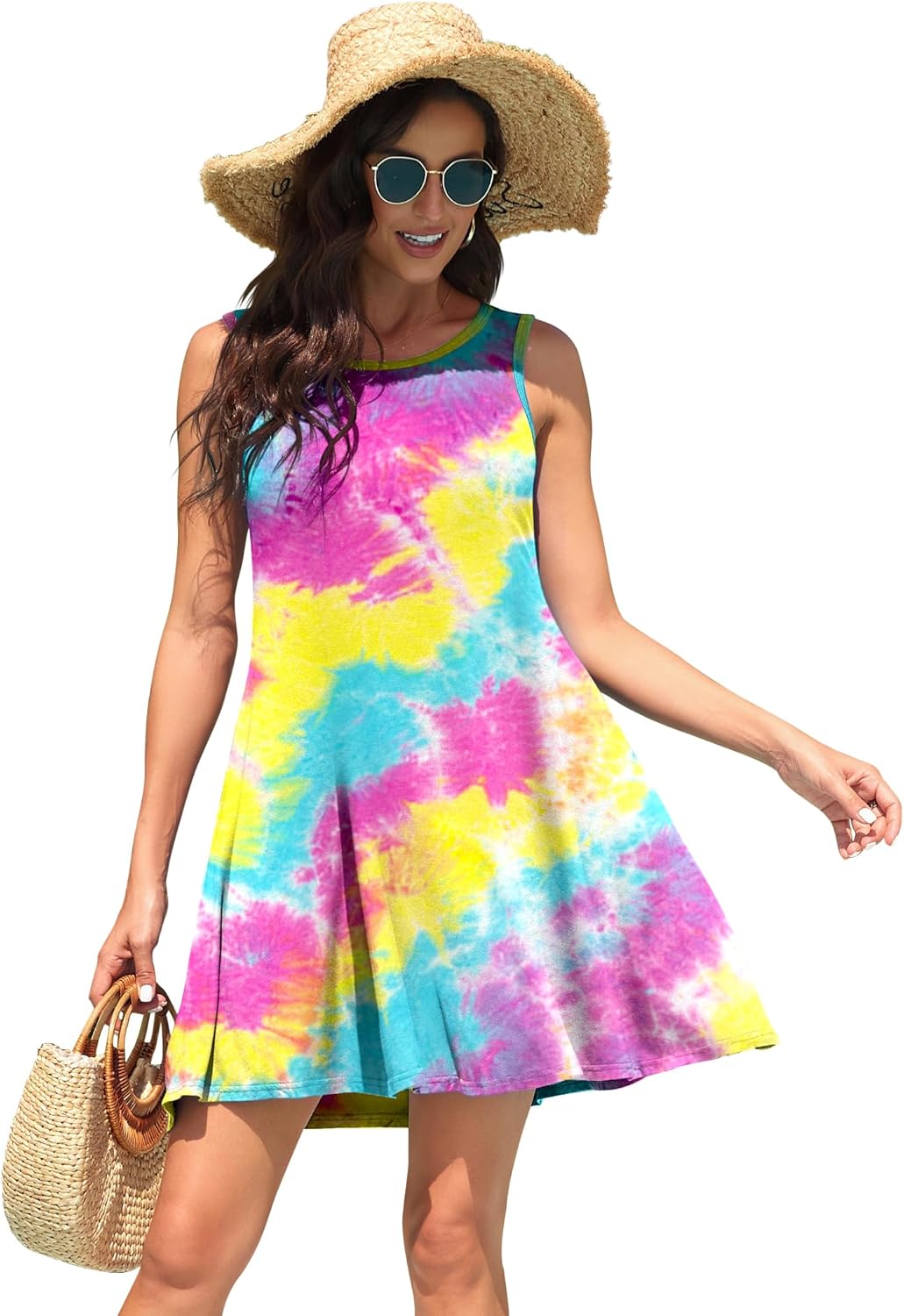 WEACZZY Women Summer Casual Swing T Shirt Dresses Beach Cover up Loose Dress