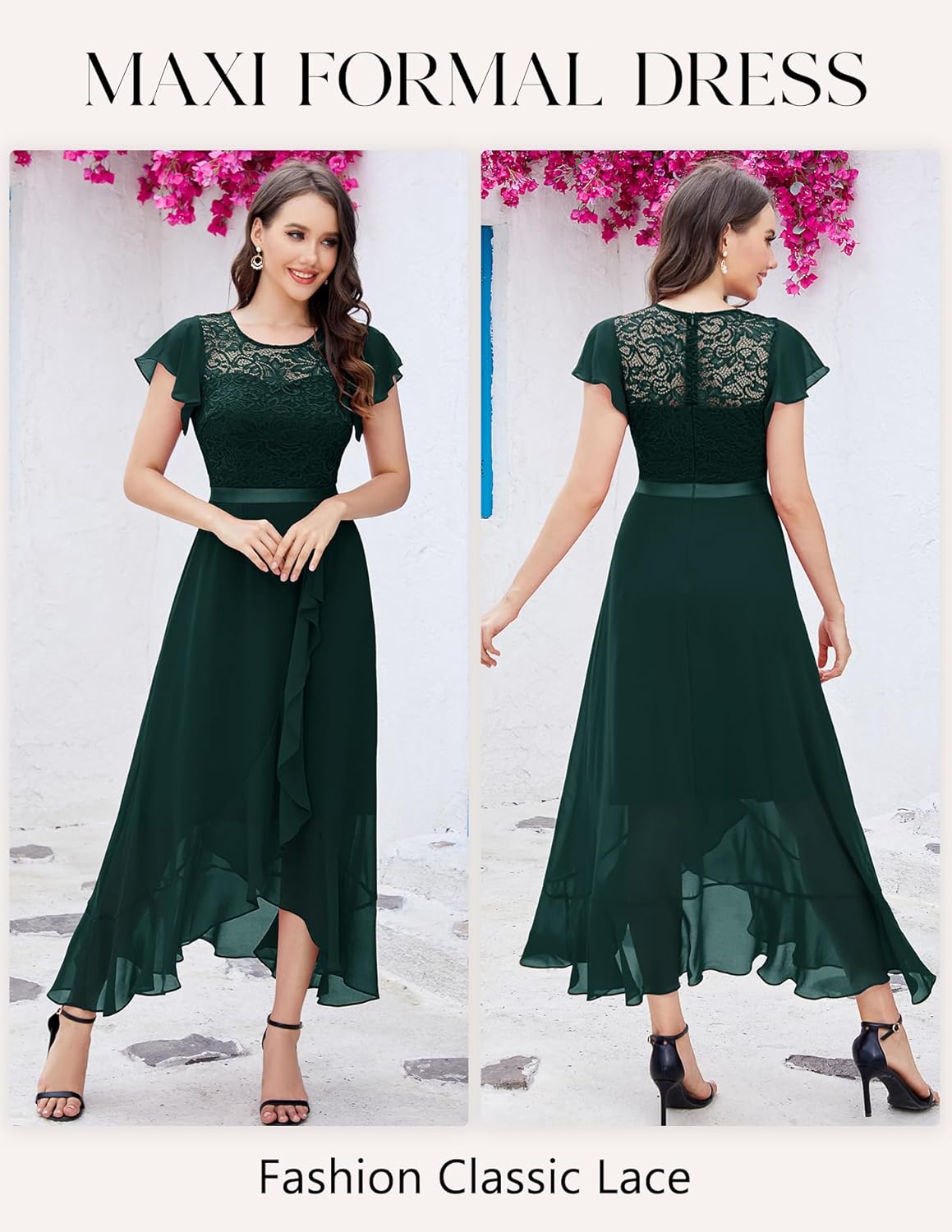 BeryLove Formal Dresses for Women 2025 Wedding Guest with Slit Cocktail Elegant Lace Long Prom Dress