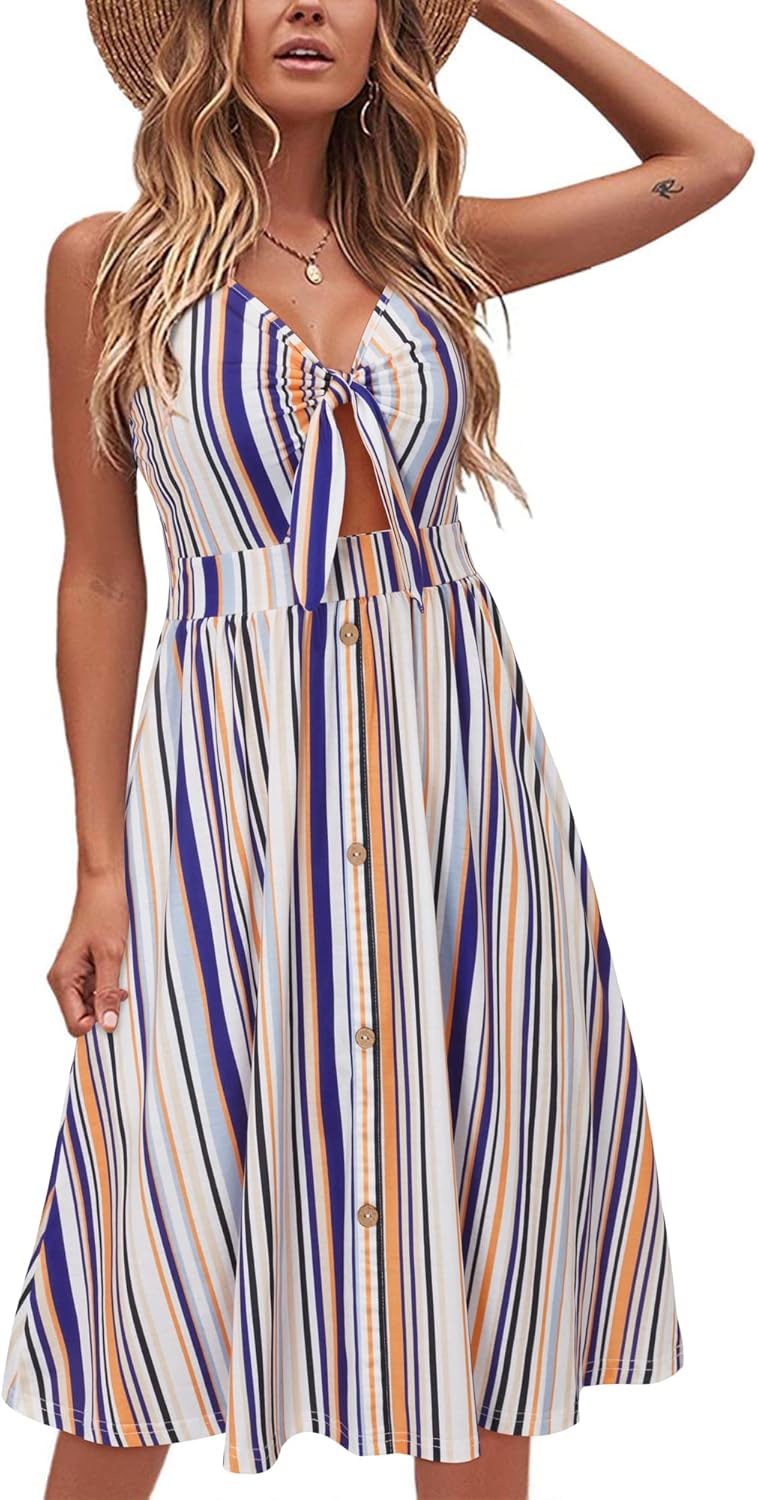 VOTEPRETTY Women's Summer Dresses Spring Sundresses Beach Clothes Outfit Vacation 2024 V Neck Casual Tropical Resort Hawaiian