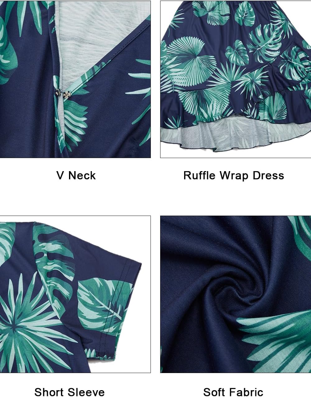 ULTRANICE Womens Summer Dresses Floral V Neck Ruffled Hem Spaghetti Spring Casual Beach Outfits Flowy Wrap Sun Dress