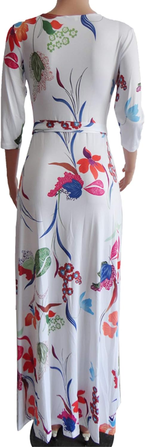 FANDEE Plus Size Maxi Dress for Women Casual Summer Sundress V-Neck 3/4 Sleeve