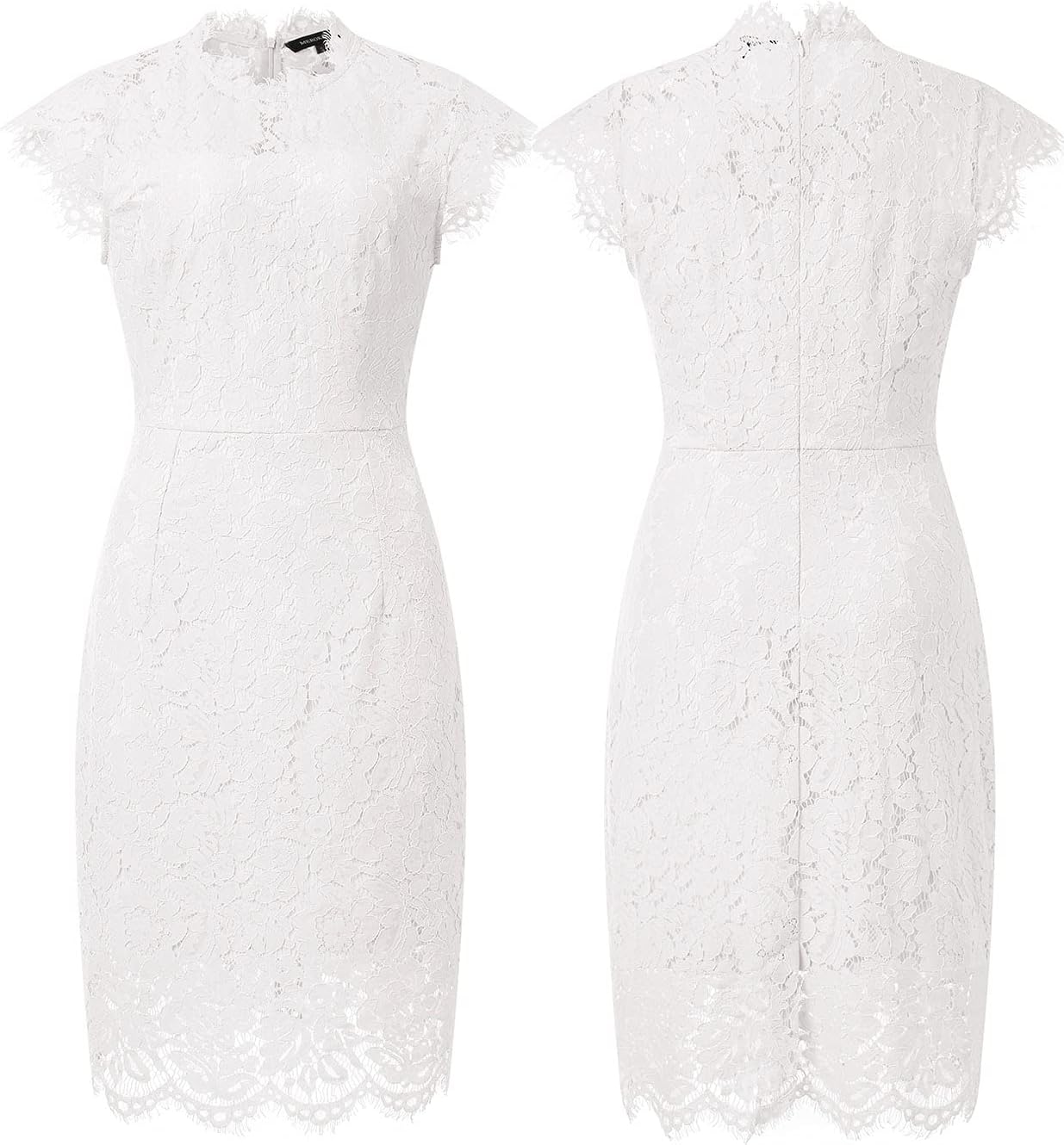 MEROKEETY Women's Sleeveless Lace Floral Elegant Cocktail Dress Crew Neck Knee Length for Party