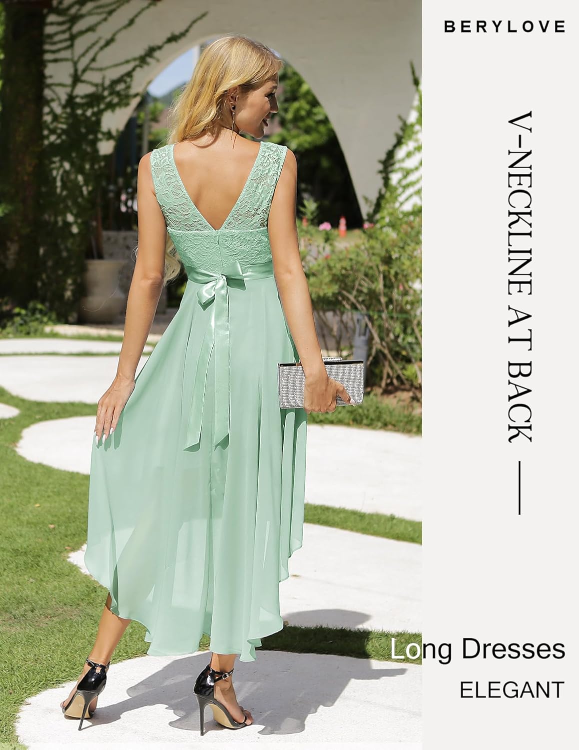 BeryLove Cocktail Prom Dresses 2025 Formal Wedding Guest Dresses Sleeveless Lace High Low Homecoming Dress
