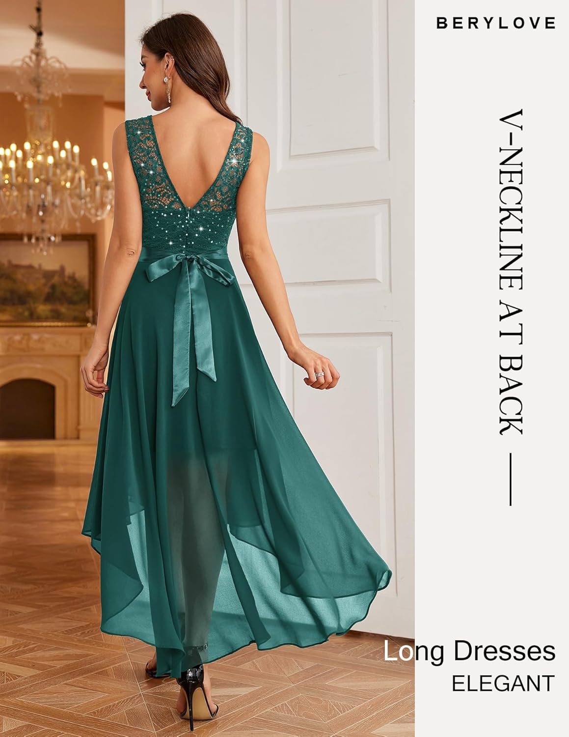 BeryLove Cocktail Prom Dresses 2025 Formal Wedding Guest Dresses Sleeveless Lace High Low Homecoming Dress