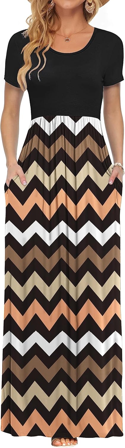 AUSELILY Women's Short Sleeve Loose Plain Casual Long Maxi Dresses for Women 2025