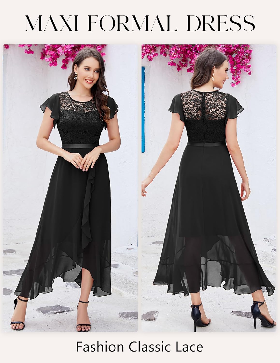 BeryLove Formal Dresses for Women 2025 Wedding Guest with Slit Cocktail Elegant Lace Long Prom Dress