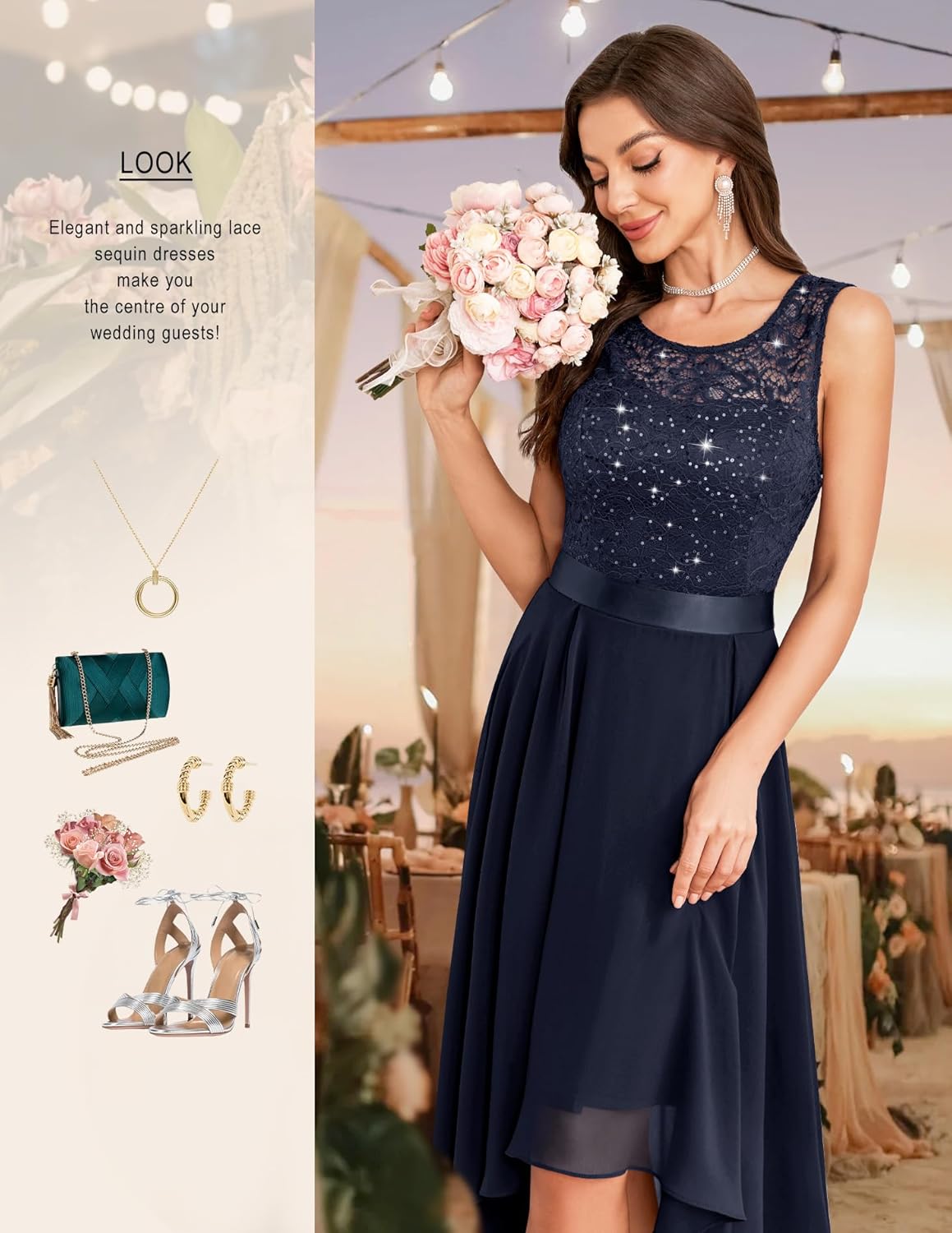 BeryLove Cocktail Prom Dresses 2025 Formal Wedding Guest Dresses Sleeveless Lace High Low Homecoming Dress