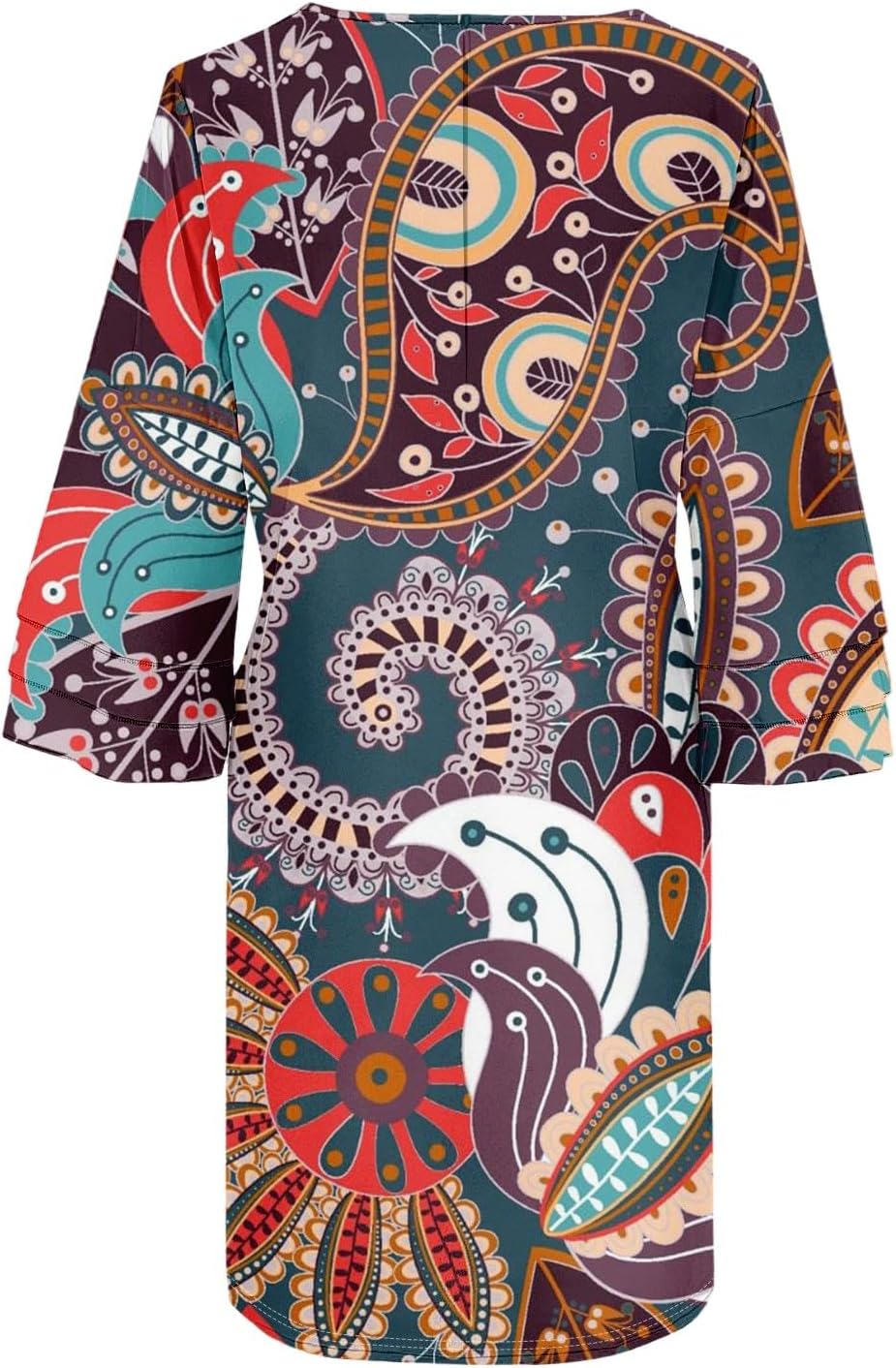 Beach Dresses for Women,2025 Summer Trendy Floral Print Boho Dress,Casual Loose V Neck Bell 3/4 Sleeve Mini Dress