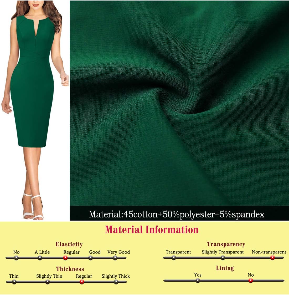 VFSHOW Womens Elegant Slim Front Zipper up Work Business Office Party Sheath Dress