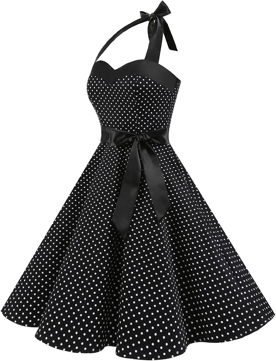 DRESSTELLS Women's Vintage 1950s Cocktail Party Dress Retro Wedding Guest Halter Rockabilly Swing Dresses
