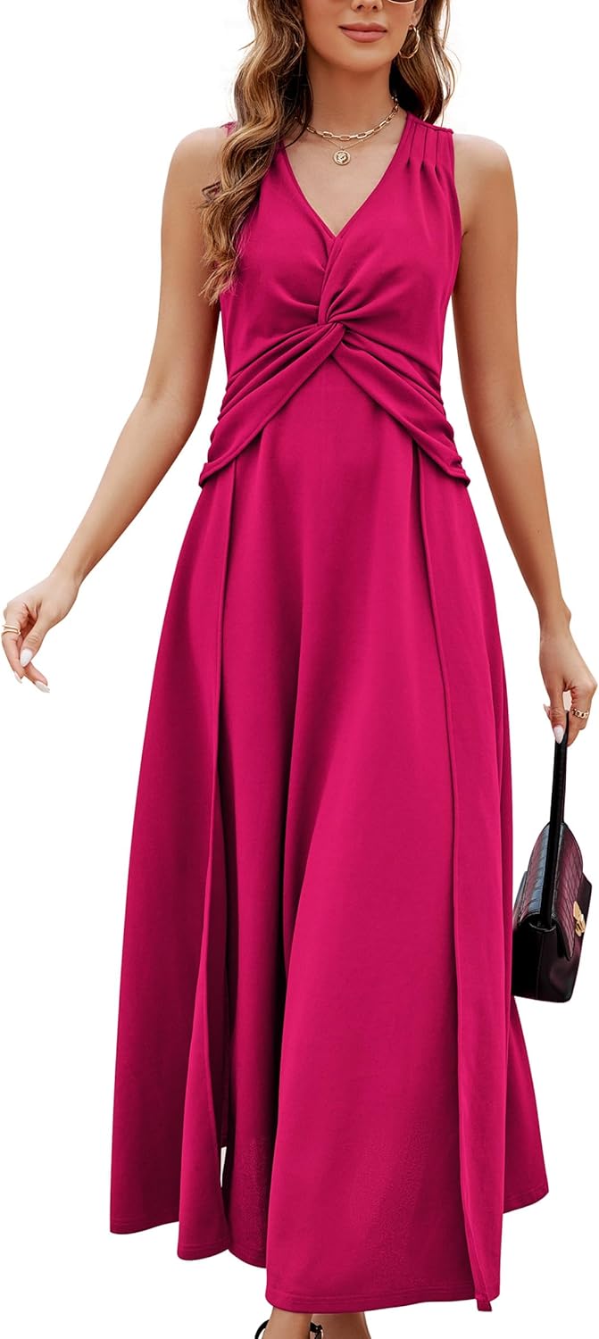 Wedding Guest Dresses for Women 2025 V Neck Formal Dresses for Women Sleeveless Evening