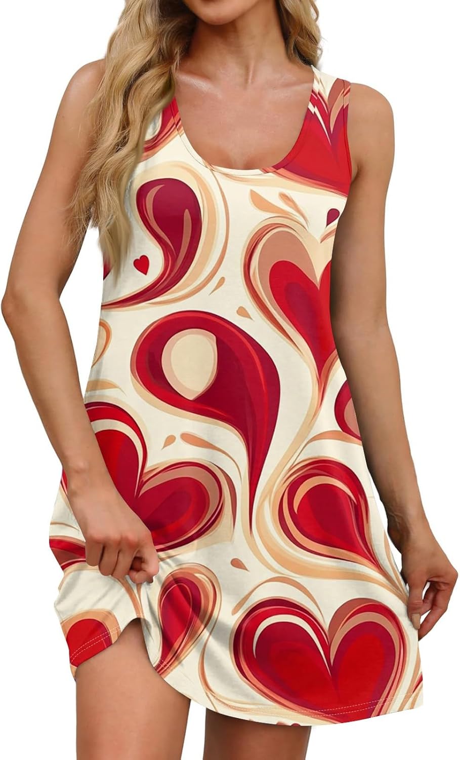 Women's Casual Sundress with Pockets Summer Boho Beach Dress,Holiday Hresses for Woment-Shirts Dress U Neck Loose Tank