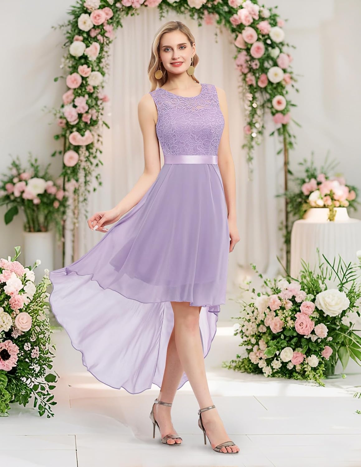 BeryLove Cocktail Prom Dresses 2025 Formal Wedding Guest Dresses Sleeveless Lace High Low Homecoming Dress